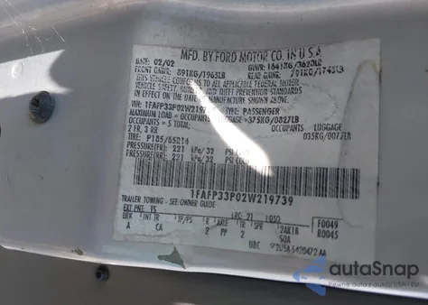 2002 Ford Focus Lx from USA, damaged, VIN 1FAFP33P02W219739